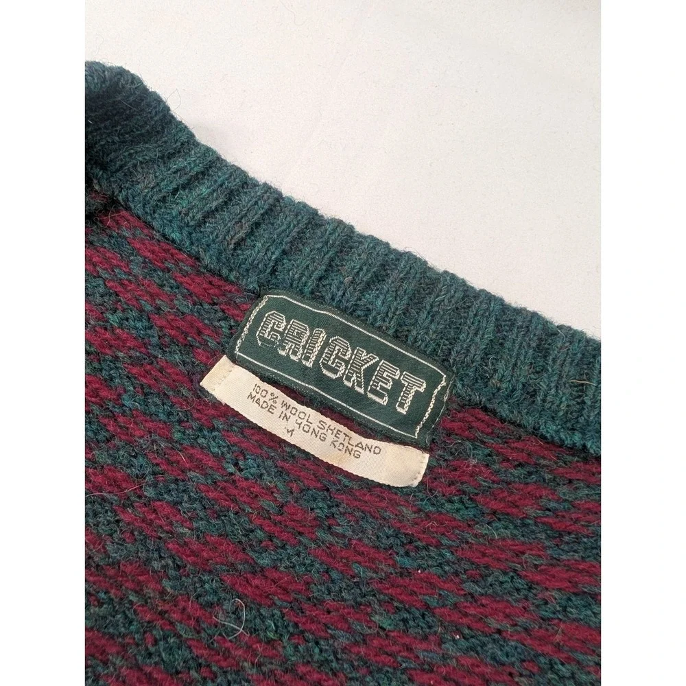 Vintage Cricket Shetland Wool Green Mens Medium traditional woollen Sweater Vest